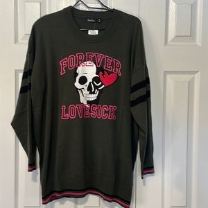 Green Graphic Sweatshirt with Pink Accents